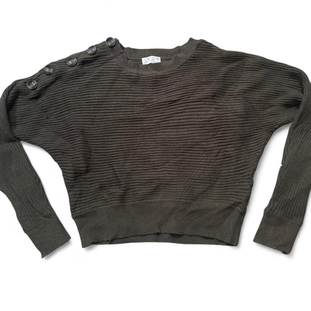 Poof! Olive Ribbed Sweater